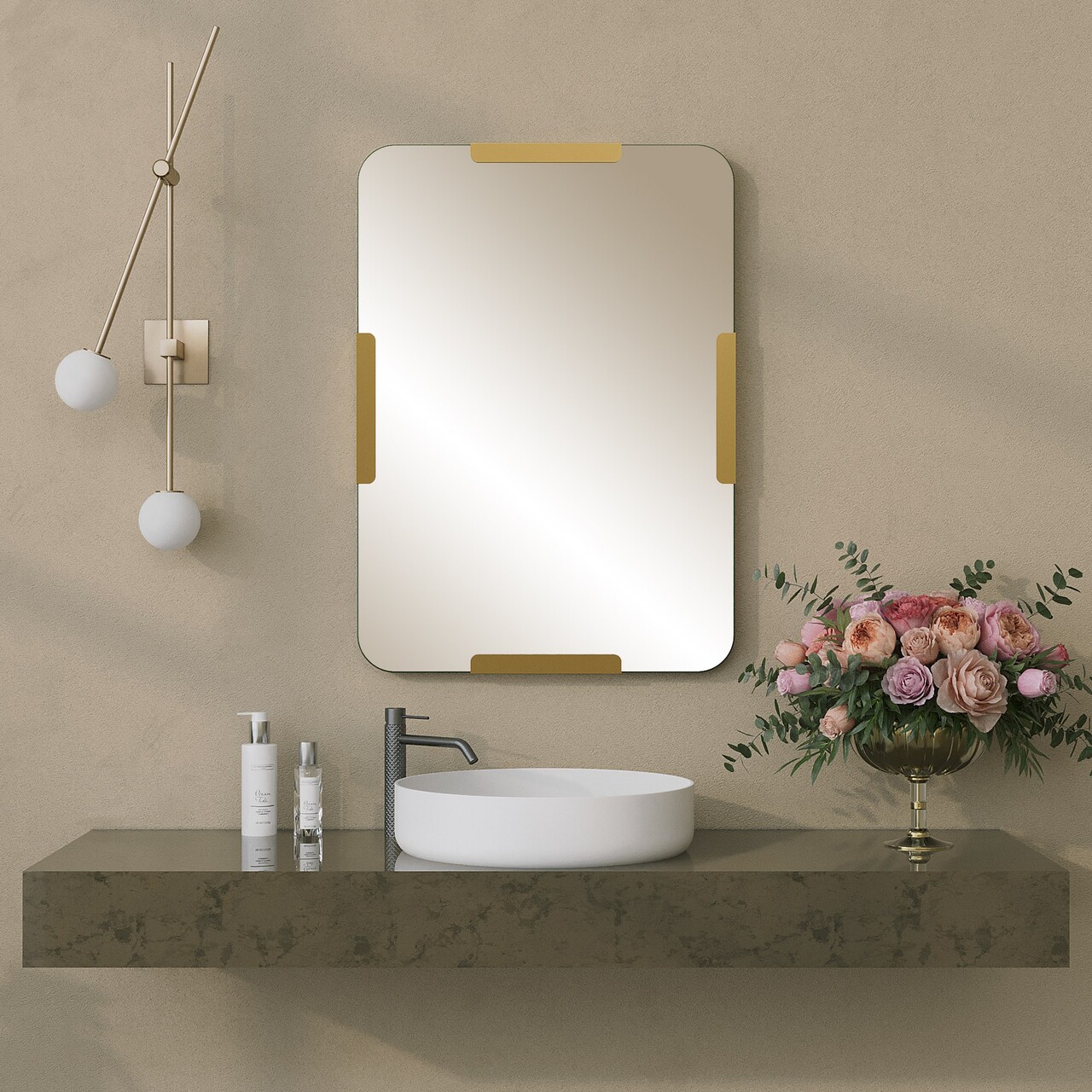 Oglinda decorativa, Hanah Home, Pera Mirror, Auriu - imagine 6